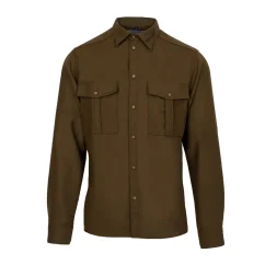 Pánska merino košeľa Trapper zelená khaki - dlhý rukáv