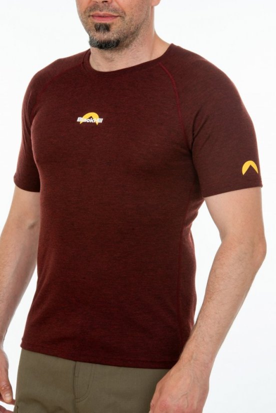 Men's merino T-shirt KR S160 - burgundy - Size: XL