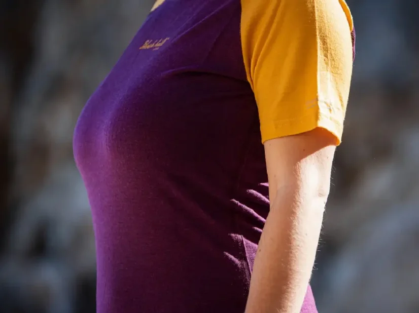 Women's merino T-shirt KR UVprotection140 - lilac/yellow