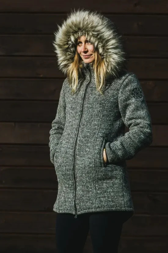 Ladies merino a coat NOVA Brown - Size: XL