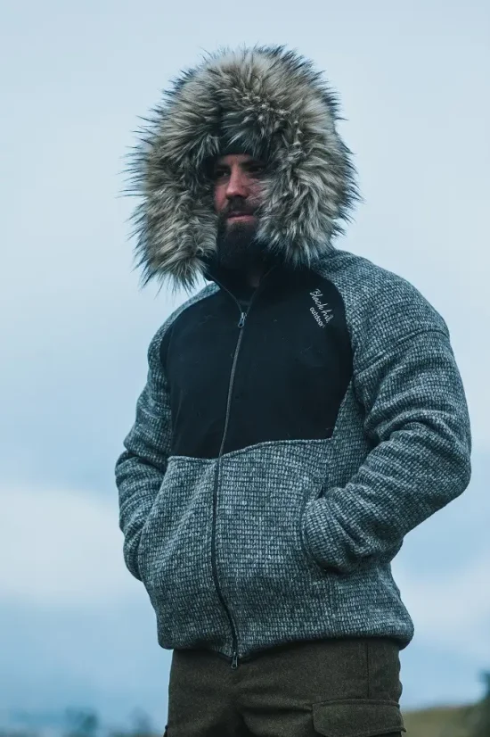 Pánska merino bunda SVALBARD s podšívkou Voack hnedá melír/hnedá - Veľkosť: L
