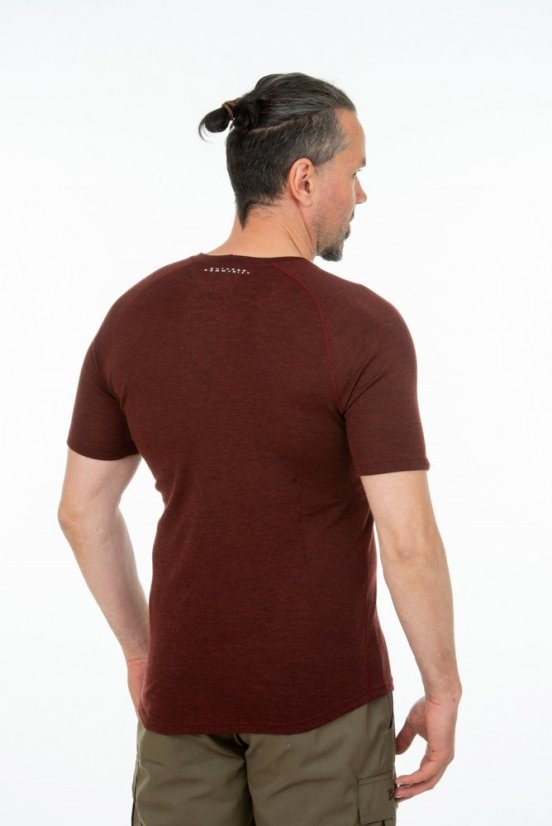 Men's merino T-shirt KR S160 - burgundy - Size: XL
