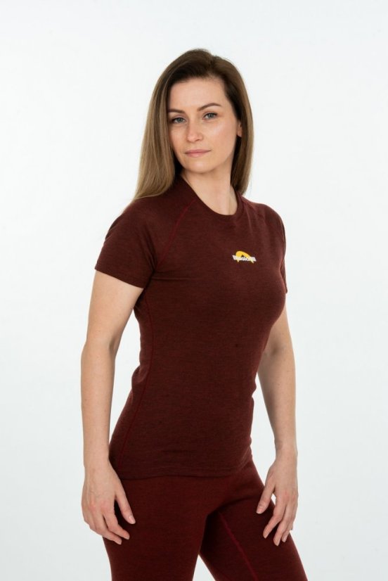 Women´s merino T-shirt KR S160 - burgundy - Size: M
