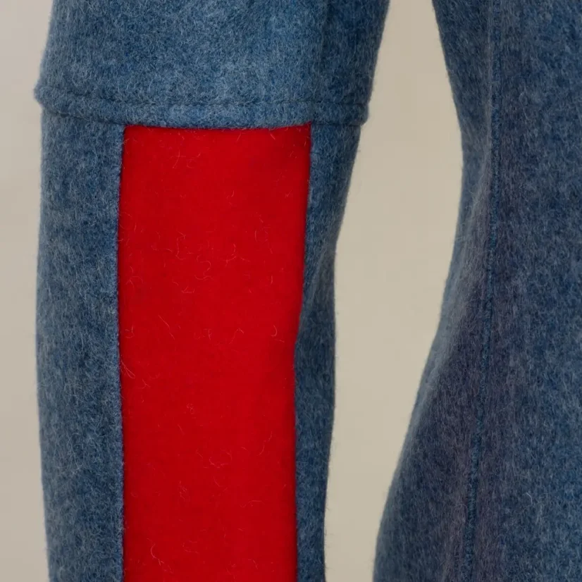 Dámska merino bunda Luna modrá/červená - Veľkosť: L