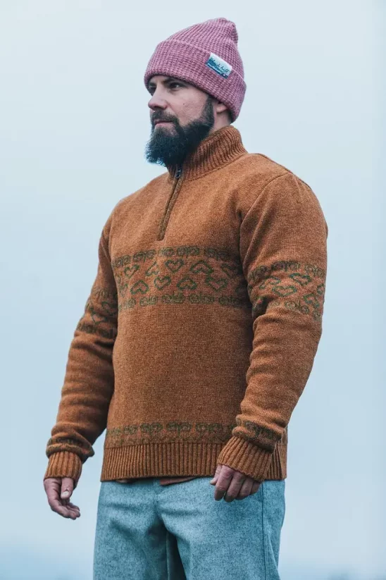 Pánsky merino sveter PATRIOT - škorica - Veľkosť: M