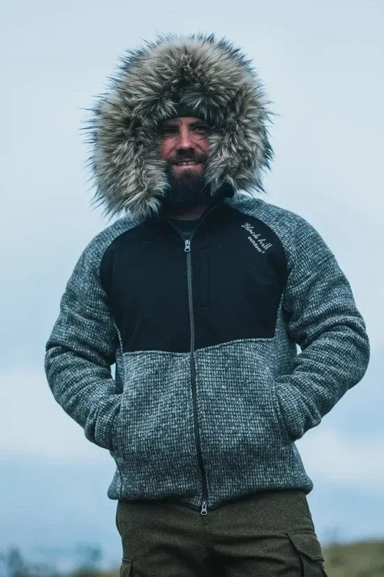 Pánska merino bunda SVALBARD s podšívkou Voack hnedá melír/hnedá - Veľkosť: L