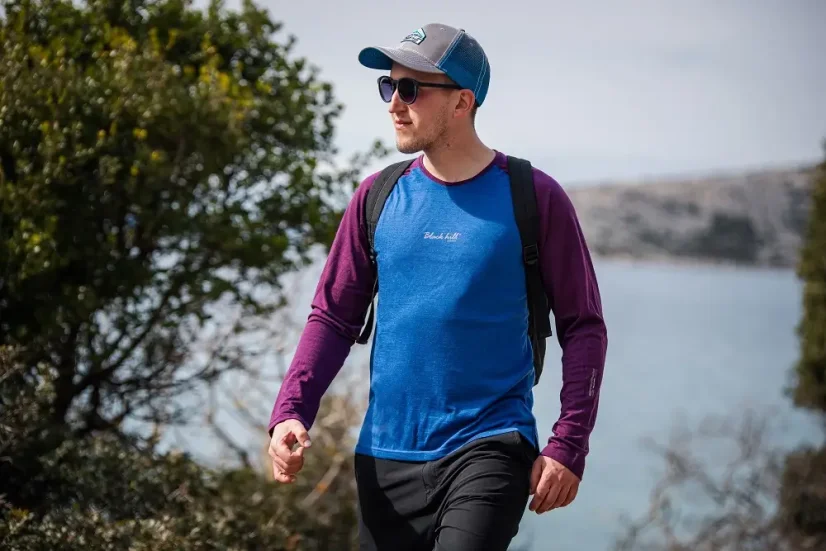 Pánské merino triko DR UVprotection140 - modrá/lila