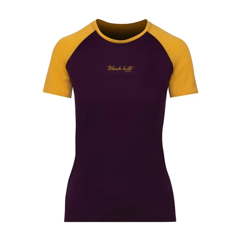 Dámske merino tričko KR UVprotection140 - lila/žltá - Veľkosť: S