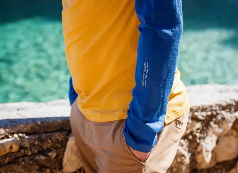 Pánske merino tričko DR UVprotection140 - žltá/modrá