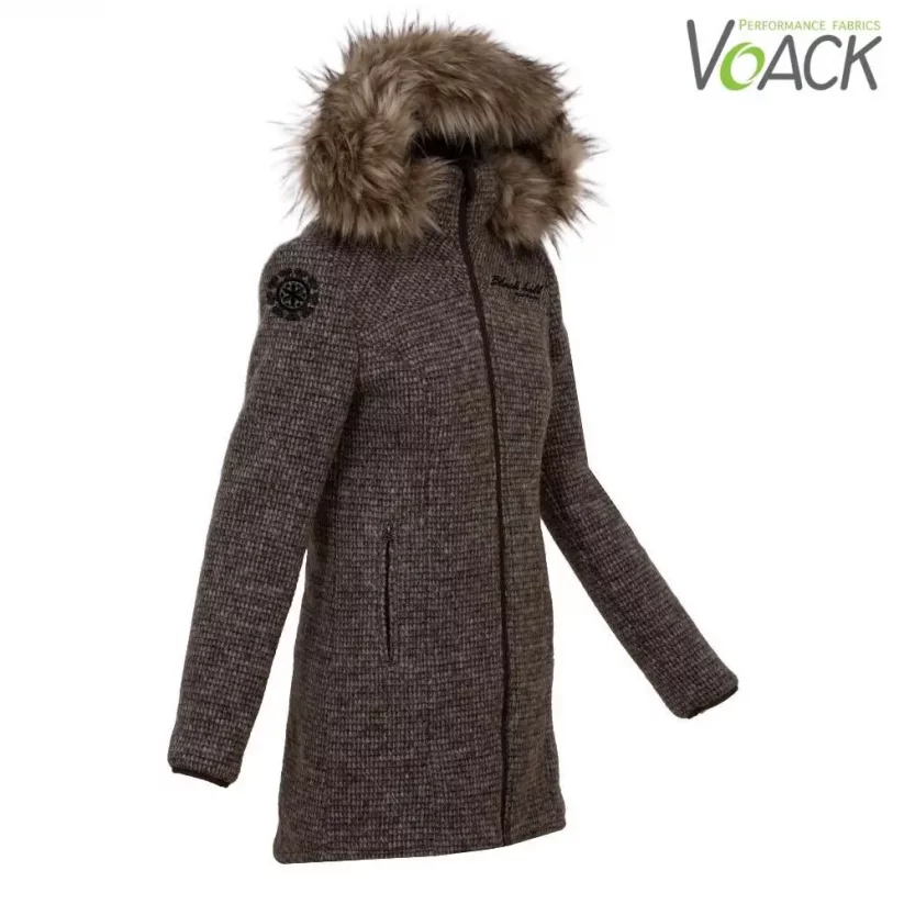 Dámský merino kabát NOVA hnědý melír - Velikost: XL