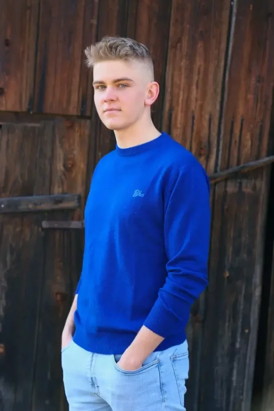 Men’s merino sweater Dali - Blue - Size: XL