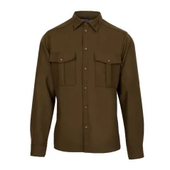 Pánska merino košeľa Trapper zelená khaki - dlhý rukáv