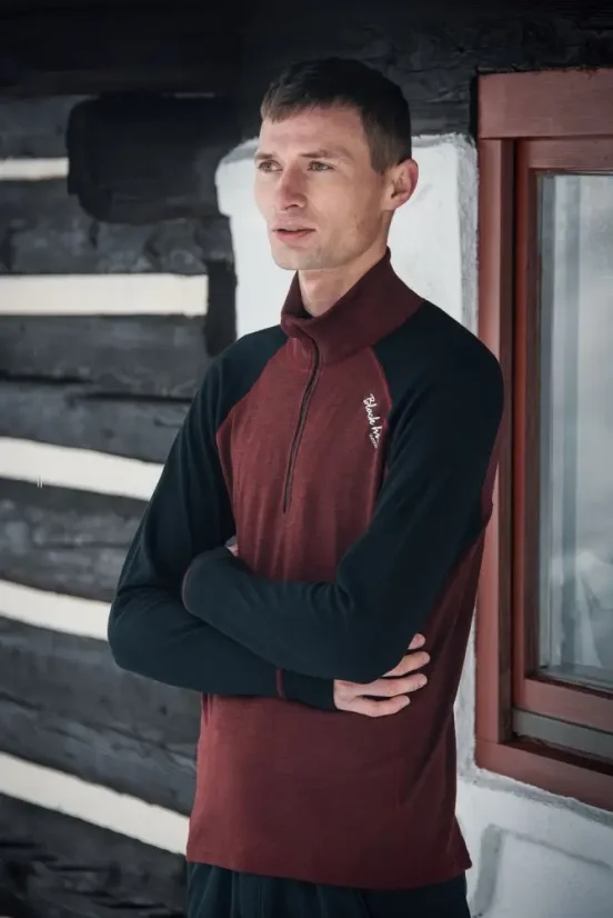 Pánske merino tričko DRZN WP250 - bordová/čierna