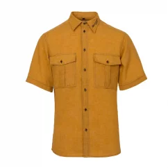 Pánská merino košile Trapper - hořčicová - krátký rukáv