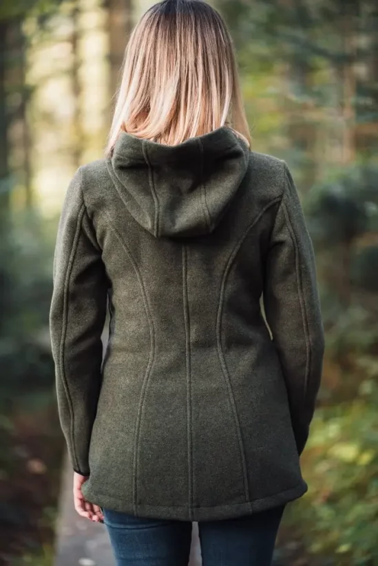 Dámsky merino - kašmírový kabát Zoja zelená - Veľkosť: XS