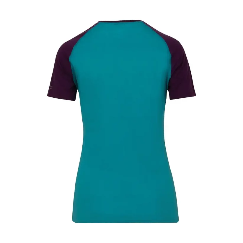 Dámske merino tričko KR UVprotection140 - smaragd/lila - Veľkosť: S