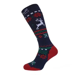 Merino lyžiarske podkolienky SkiTour Warm Christmas edition - modré