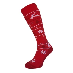 Merino lyžařské podkolenky SkiTour Warm Christmas edition - červené