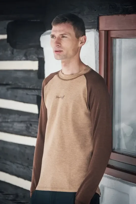 Pánské merino triko DR WP250 - hnědá/třtinová