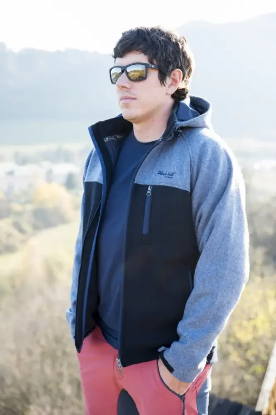 Pánska merino bunda STRIBOG modrá/čierna - Veľkosť: S