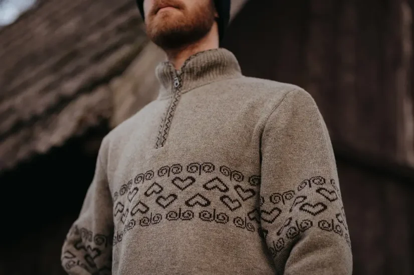 Men’s merino sweater Patriot - Brown - Size: S