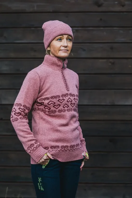 Dámsky merino sveter PATRIA - ružový - Veľkosť: XS