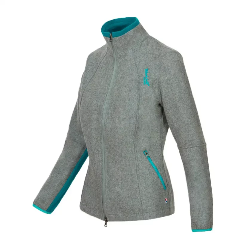 Ladies merino jacket Luna Gray/Turquoise - Size: XL
