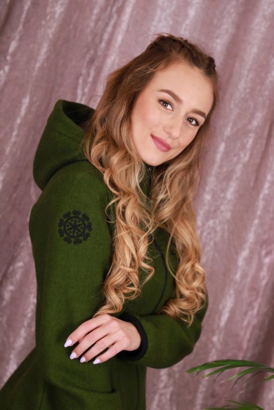 Ladies merino coat Slavena Green