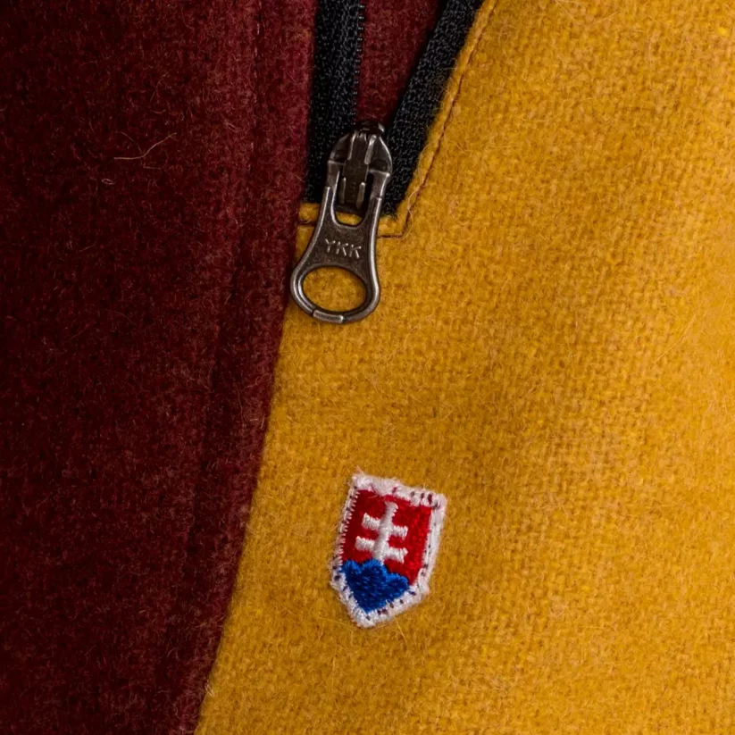 Pánska merino bunda PERÚN bordová/horčicová - Veľkosť: M