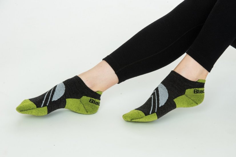 BHO letní merino ponožky GÁPEĽ - antracit/zelená - Velikost: 43-47