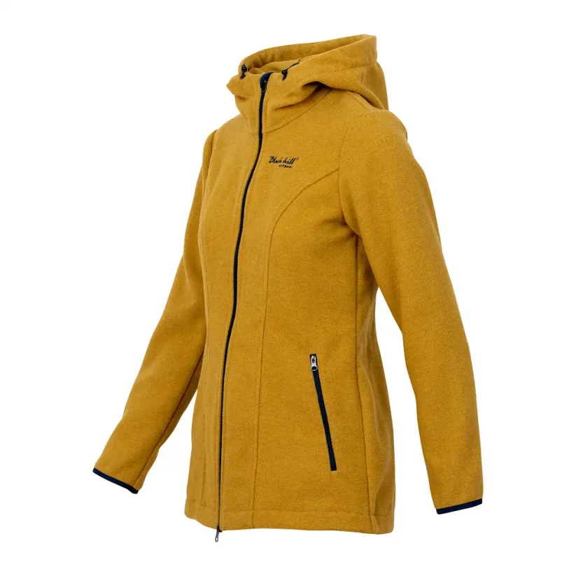 Dámsky merino - kašmírový kabát Zoja horčicová - Veľkosť: XL